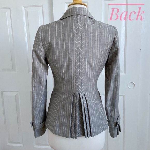 ETCETERA Linen Gray + Pale Pink Pinstriped Blazer 🌸ABSOLUTELY GORGEOUS - Picture 1 of 15